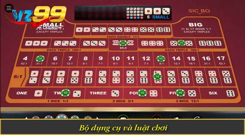 Sicbo Online – Game Đỉnh VZ99 Với Hơn 1 Triệu Người Chơi 2 Bộ dụng cụ và luật chơi